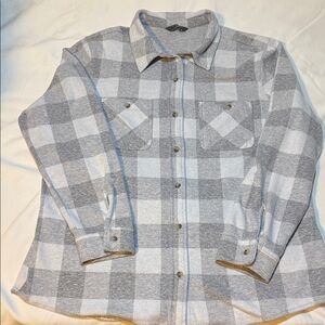 Gray and White Plaid Button-Up Shirt